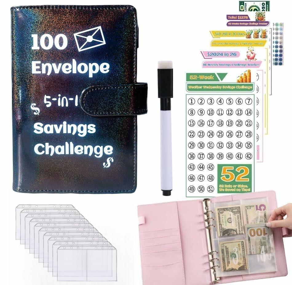 100 Envelope Challenge Budget Binder – Cash Stuffing Savings Tracker & Budget Planner
