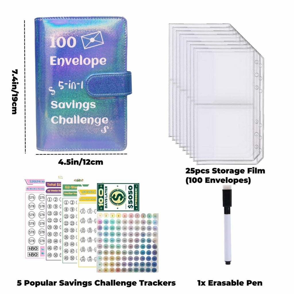 100 Envelope Challenge Budget Binder – Cash Stuffing Savings Tracker & Budget Planner
